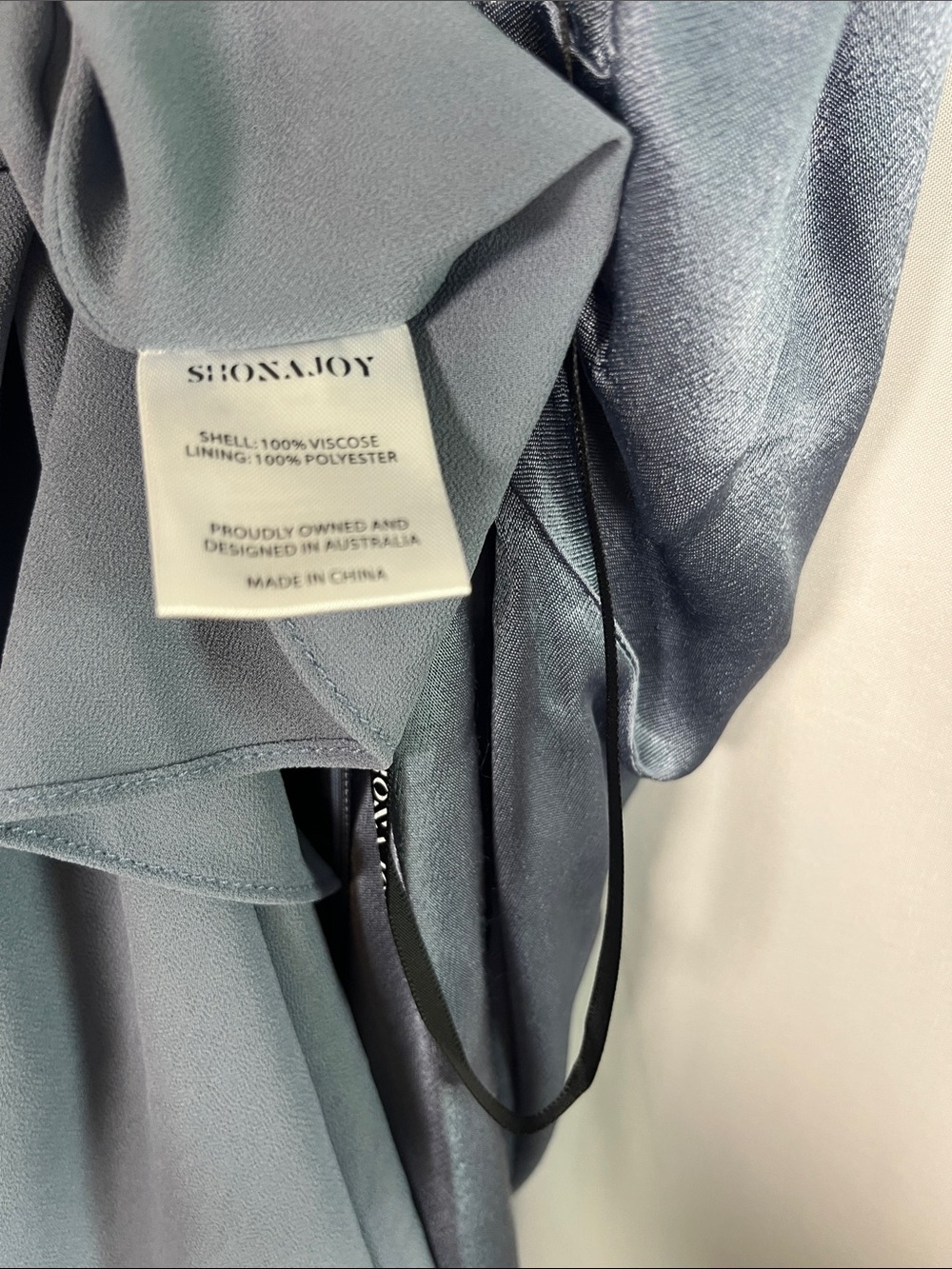 Shona joy blue la lune asymmetrical bias cowl satin midi dress US SZ 2 - Picture 10 of 10